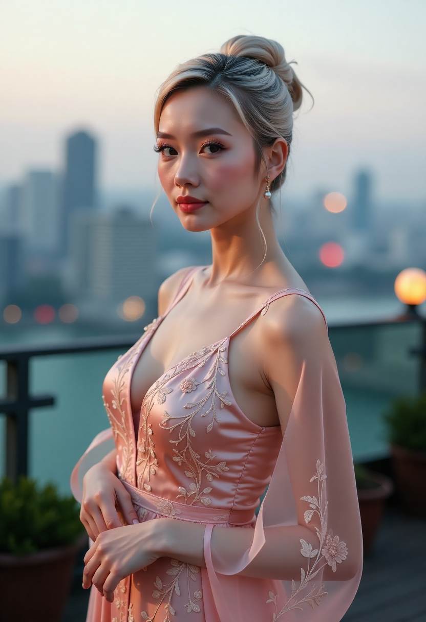 检修中的巷口路灯与手电光